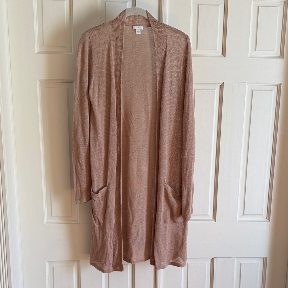 J. Jill Long Linen Open Front Cardigan